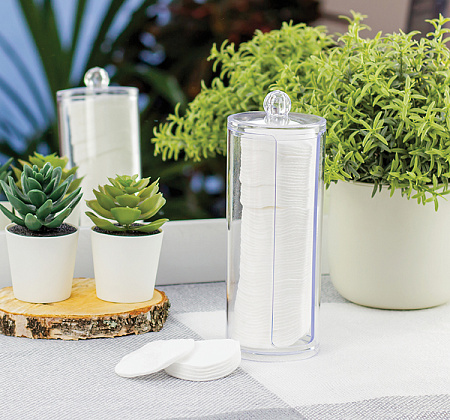 Контейнер д/ватных дисков пластм. прозрачный 195х72х72мм М1604 ("М-Пластика") *1/18