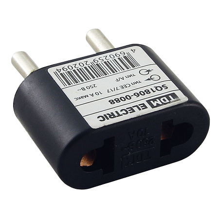 Переходник плоский 10А 250В черный TDM SQ1806-0088 *10/50