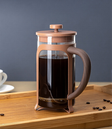 Чайник заварочный жаропрочное стекло "Френч-пресс"  350 мл "Color&wood " Карамельный DMF261  *1/6