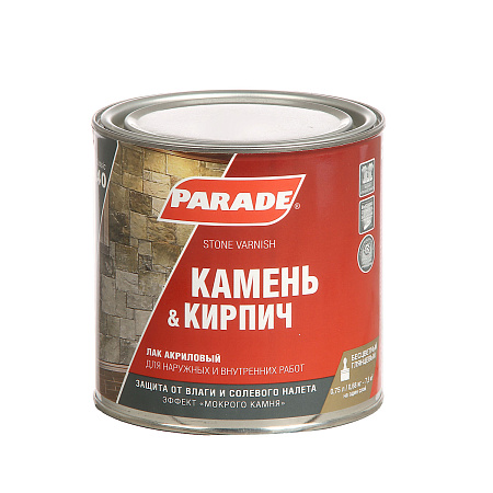 Лак акриловый для наружных и внутренних работ по камню и кирпичу глянцевый 0,75 л PARADE L-40  *1/6