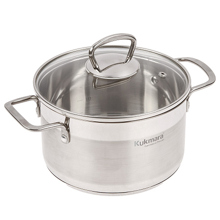 Кастрюля нерж. "Kukmara" "Orion" 2.5л Стекл.кр., d дна160мм (подх. д/Индукц.пл.) ORN-CA2518G *1/4
