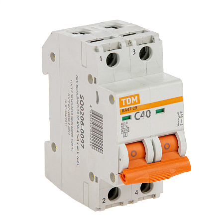 Авт.выкл. TDM ВА 47-29 40А/2П SQ0206-0097  *6/60