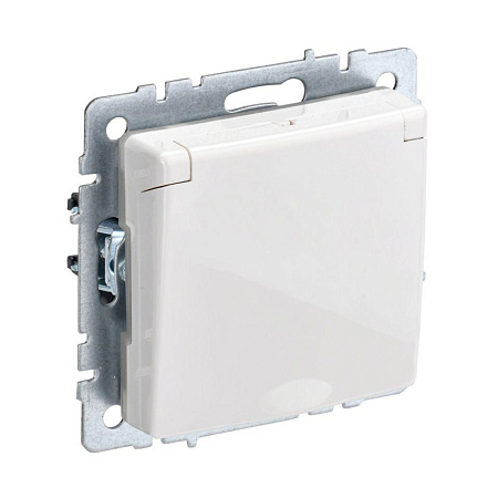 Механизм розетки "BRITE" 1-мест. белый с заземл крышка з/ш IP44 16А IEK BR-R16-16-44-K01 *10/100