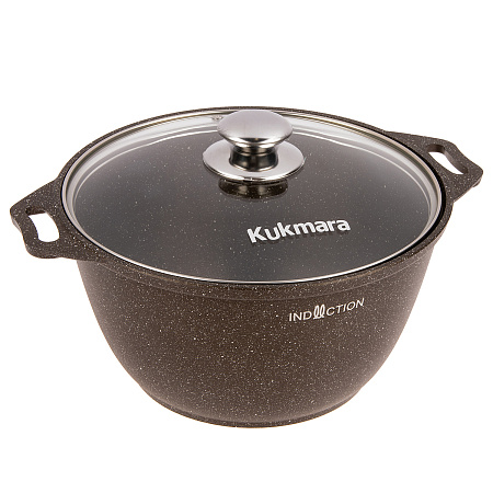 Кастрюля алюм. литая а/приг. Kukmara "Marble Induction" Мрам.коф. 4,0л Ст.кр. кмки42а *1/3