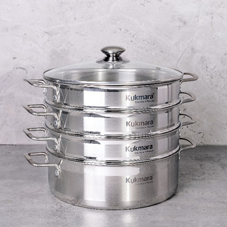 Мантоварка-пароварка нерж. 3-х ярусная, 5,0л, d280мм,выс.290мм STM502803sbG "Kukmara" *1