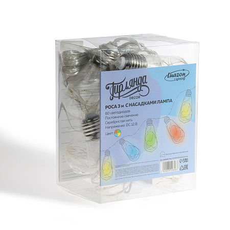 Гирлянда Нить 3м 80LED мульти Лампа прозрачная нить IP20 6929846 *1/60