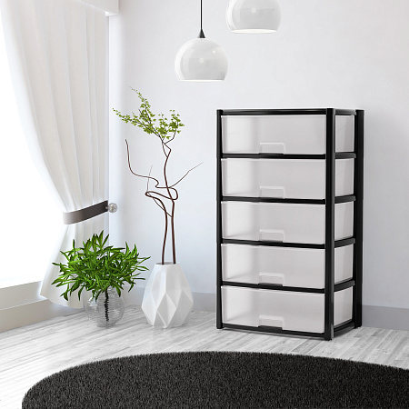 Комод пластм. "Колорит" 5 ящиков выс.1000мм, шир.560мм, гл390мм Проз./Чер.М8764 "ЗПИ"Альтернатива"*1