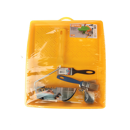 Набор универсальный: Кюветка 340*370мм+валик полиакрил240мм+кисти натур.щет8*25,8*35,12*50 Акор*1/10