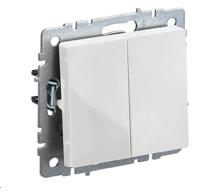 Механизм выключателя "BRITE" 2кл. белый IEK BR-V20-0-10-K01   *1/10/100