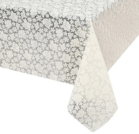 Клеёнка без основы ажурная "Цветочки" бежевая шир. 1,37м GW-21120 "Great Way" *20