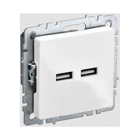 Механизм розетки "BRITE" 2-мест. USB A+A 5В/3.1А белый IEK BR-U21-D31-K01   *1/8/80