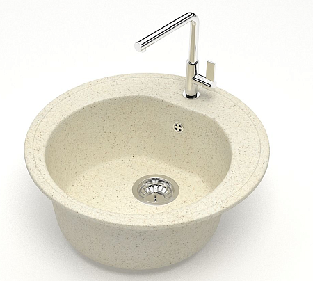 Мойка из искусственного камня круглая бежевая матовая AGATA 3/Q2 (505х191 мм) *1