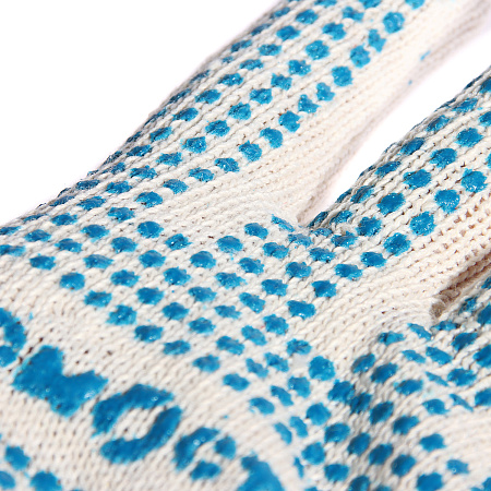 Перчатки ХБ с ПВХ точ 10кл (4 нити) 39гр белые с логотипом ДОМОСТРОЙ  *10/250/300