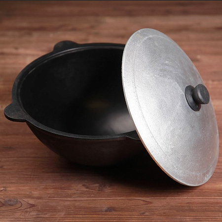 Казан чугунный  6,0л с алюм. крышкой, d верха 325мм (Узбекистан) *1