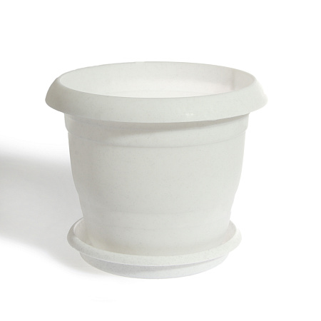 Кашпо пластм. "Toprak"  3,0л d верха 200мм h165мм с поддоном Мрамор А5220мр (Копейск)   *1/40