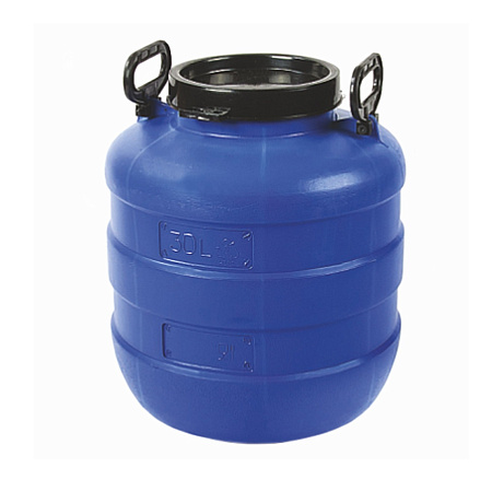 Бочка пластм. 30л, винт. крышка+внутр.кр."антивсплеск", навесн. ручки, горл.d188мм Цв."Радиан" *1/3