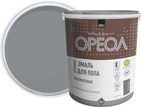 Эмаль акриловая для пола темно-серая полуматовая 2,3 кг Ореол *4/216