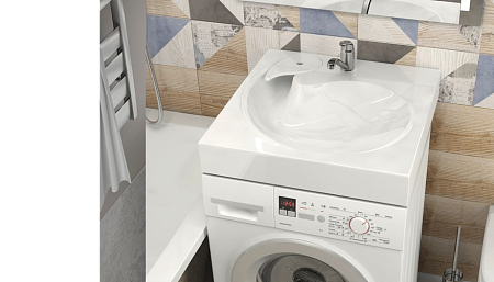 Раковина  Лилия 60 н/стир.машиной, лит. мрамор, V60D1, сигнально-белая (кронштейн в комплекте) *1