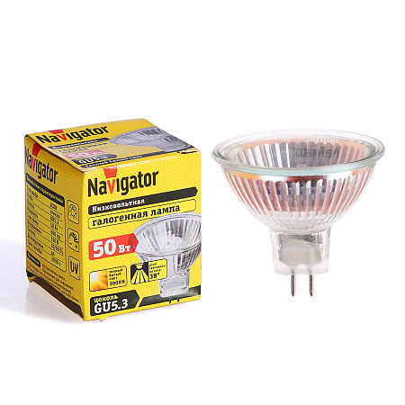 Лампа накаливания галогенная 50W-230V GU5,3 JCDR Navigator 94206 *10/200