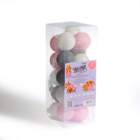 Гирлянда Нить 5м 20LED белый Клубки серо-розовые прозрачная нить 200V IP20 5985175  *1/20