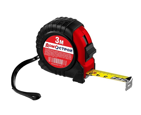Рулетка  3м х18мм резино-пластик. корпус стальная лента фиксатор Домострой *12/120