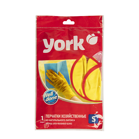 Перчатки латексные с хлопк.напыл. Желтые 1пара р-р "L"  092010 "York" *12/144