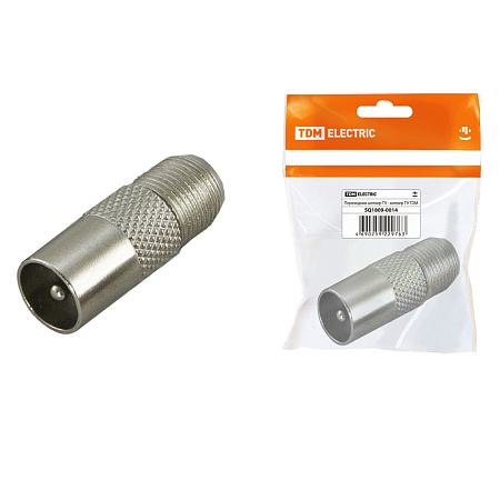 Переходник TV штекер TV - штекер TV  TDM SQ1809-0014 инд шк  *10/100