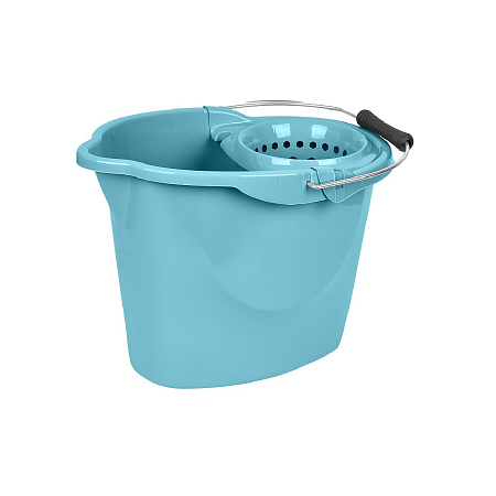 Ведро д/мытья пола пластм. со вставкой для Отжима 12л овальн.,Мет.р."Vogue" Небесный SV3827НБС *1/12