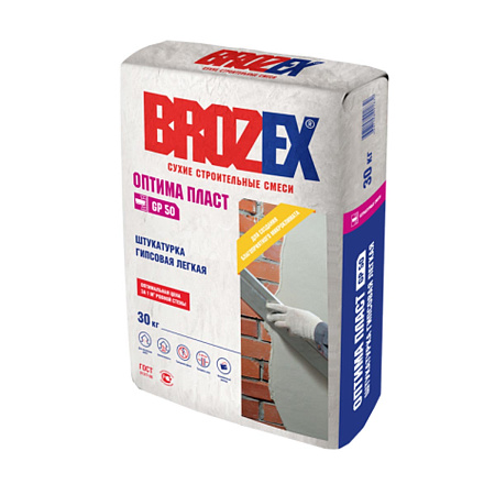 Штукатурка гипсовая GP 50 Оптима Пласт Легкая 30 кг BROZEX *1/40