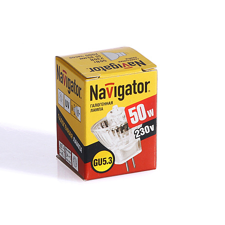 Лампа накаливания галогенная 50W-230V GU5,3 MR11 Navigator 94224 *10/200