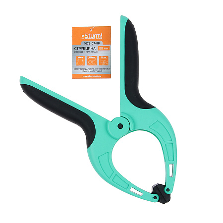 Струбцина клещеобр. дл.205мм STURM пласт. корпус, усиленная пружина, зев.88мм 1078-07-88  *1/50/100