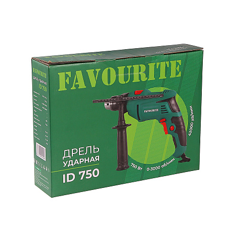 Дрель  750Вт 1скор.0-3000об/мин патрон13мм реверс ударная 0-42000уд/мин ID 750 FAVOURITE *1/10