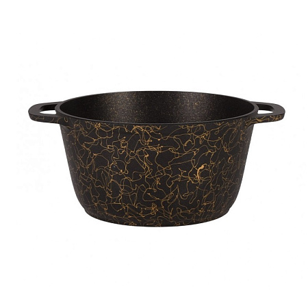 Кастрюля алюмин. антипригарная "Kukmara" "Грация" черный/золото 3,5л Стекл.кр. кчз35а *1/3