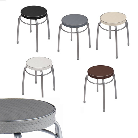 Табурет с мягким кругл.сидением, металл.опоры с dтруб 22мм "Элит" цвета:"микс" ТЭЛ1 "Ника" *5