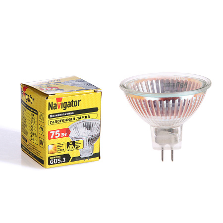 Лампа накаливания галогенная 75W-230V GU5,3 JCDR Navigator 94207 *10/200