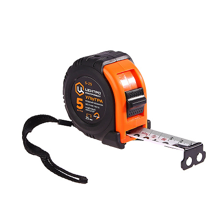 Рулетка  5м х25мм резино-пластик.корпус стальная лента фиксатор магнит арт.Ультра 5М-25ММ ЦИ*1/12/72