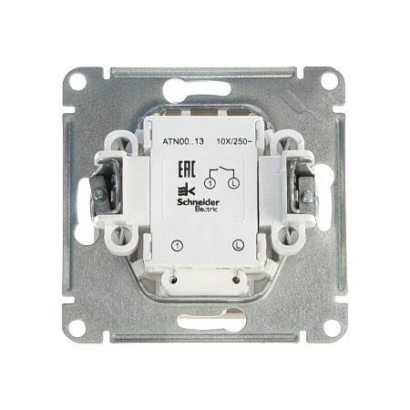 Механизм выключателя "ATLAS DESIGN" 1кл. алюминий с подсветкой 10АХ SchE ATN000313 *10