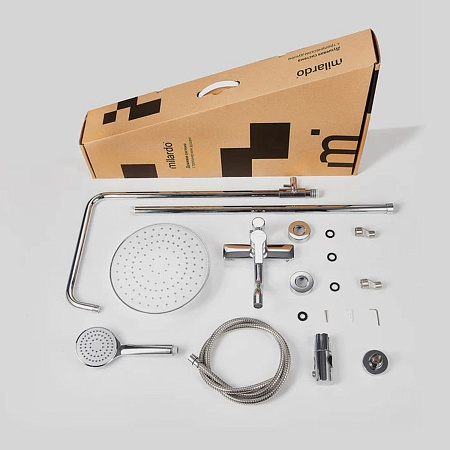 Смеситель д/ванны со стойкой для душа + ручной и тропический душ Stripe Milardo STRSB1FM06 *1