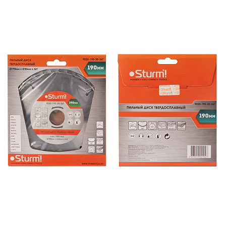 Диск пильный 190*30,0мм 36 зубьев по дереву (9020-190-30-36Т) Sturm *1/10/50