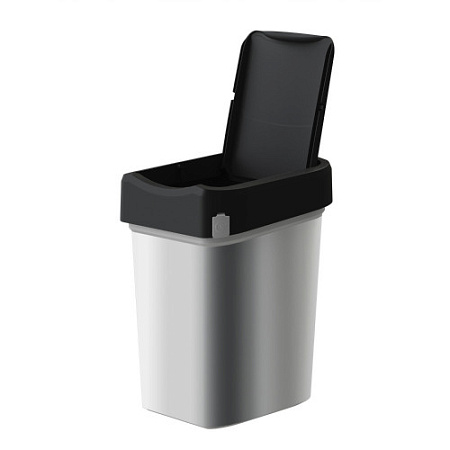 Контейнер д/мусора пластм. с откидной+"плавающей" крышкой 10л "METAL BIN",крепл.д/пак. 434261213*1/4