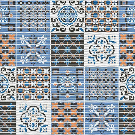 Коврик для ванной ПВХ шир.130см х15м "V-line" Фотопечать 225PT orange-blue "Преображение" *15