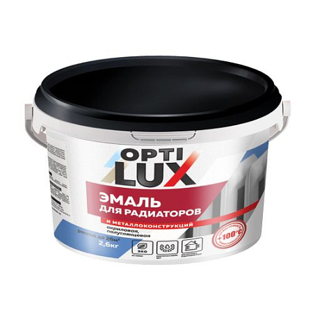 Эмаль для радиаторов и металла акриловая белая полуглянцевая 1 кг OPTILUX  Ижсинтез *12