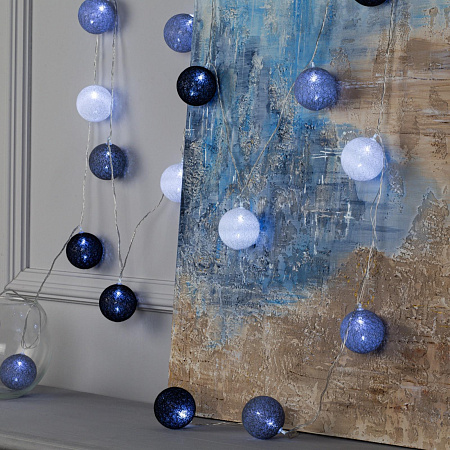 Гирлянда Нить 5м 20LED белый Клубки кофейные прозрачная нить 220V IP20 3590723  *1/20