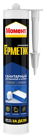Герметик силиконовый санитарный прозрачный 280мл Момент для кухни и ванны 2002675 до-30*1/12