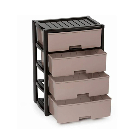 Комод пластм. "Колорит" 4 ящика выс.810мм, шир.560мм, гл.390мм Беж/Венге М8761"ЗПИ "Альтернатива" *1