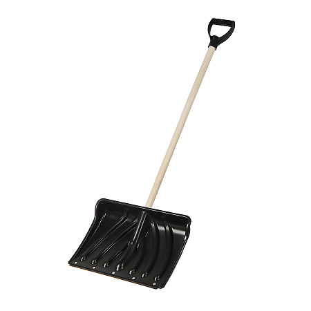 Лопата снегоуб пластик 465*340 с планкой дерев. черенком и V-ручкой  "Крепыш"  *5