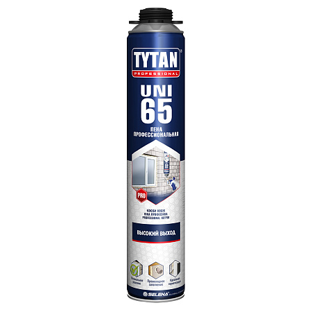 Пена монтажная профес. 1000мл/930гр летняя "TYTAN 65 UNI" 30217/16968  до 55л *6/12/504