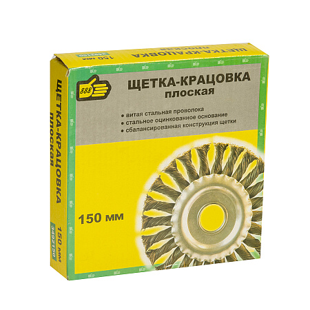 Щетка-крацовка "плоская" вит.провол.0,5мм150мм/22,2м "888" (арт.3492150)  *1/40