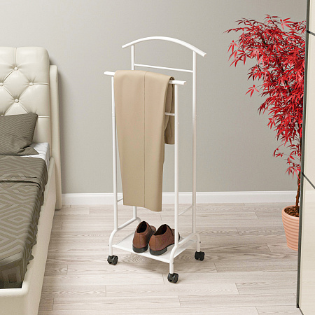 Вешалка напольная с перекладинами "Костюмная" "Римини 2м" ш.0,47м,в.1,14м,полка,Кол. Бел. ВКР2М Б *1