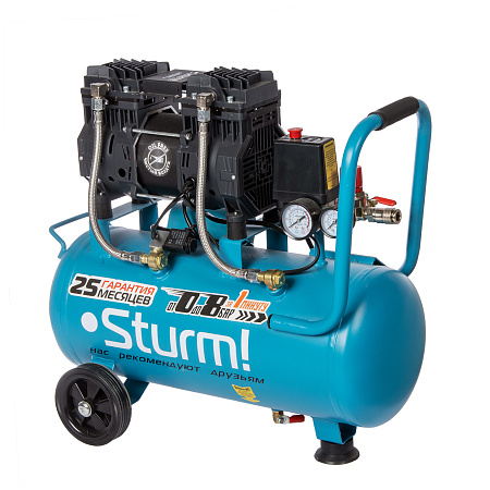 Компрессор воздушный 1500Вт 2600об/мин 240л/мин 24л 8бар безмасляный АС93224OL STURM  *1